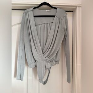 INTIMATELY FREE PEOPLE | Silver V-Neck Surplice Bodysuit